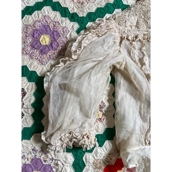 Antique Edwardian White Net Lace Silk Blouse Crochet Panels High Neck AS IS - Picture 11 of 16